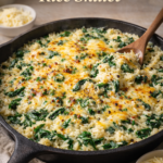 Cheesy spinach rice skillet