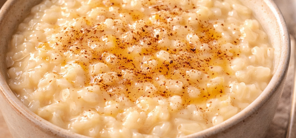Creamy rice pudding with cheese