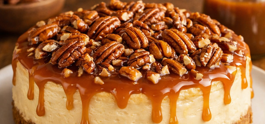 Caramel pecan cheesecake