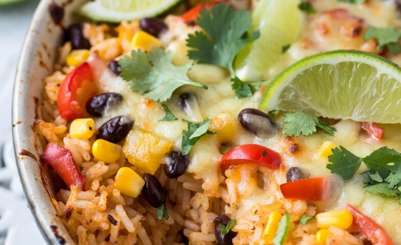 Baked cheesy Mexican rice