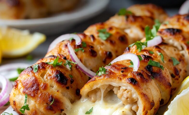 Cheese-stuffed kebabs