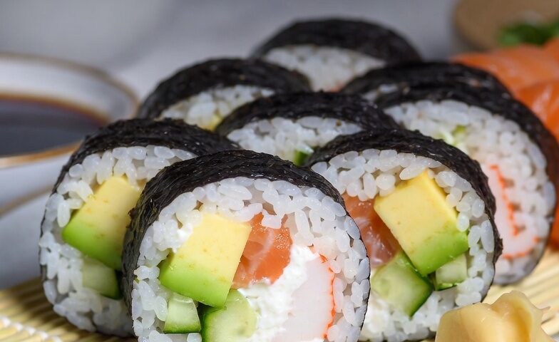 Cheese-stuffed sushi rolls