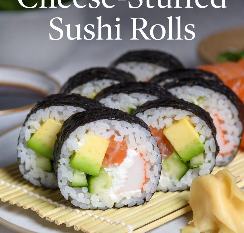 Cheese-stuffed sushi rolls
